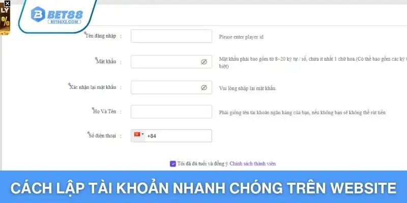 Cách lập tài khoản nhanh chóng trên website