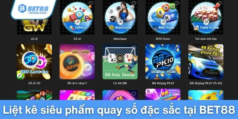 Liệt kê siêu phẩm quay số đặc sắc tại BET88