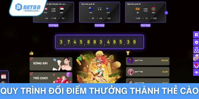 Quy trình đổi điểm thưởng thành thẻ cào di động 